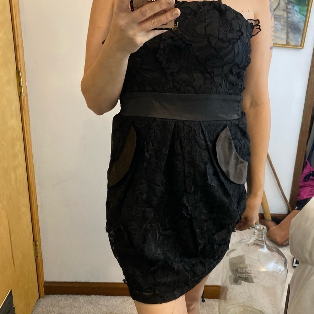 NWT Lucy Paris Black Lace Appliqué Cocktail Dress - Picture 6 of 16
